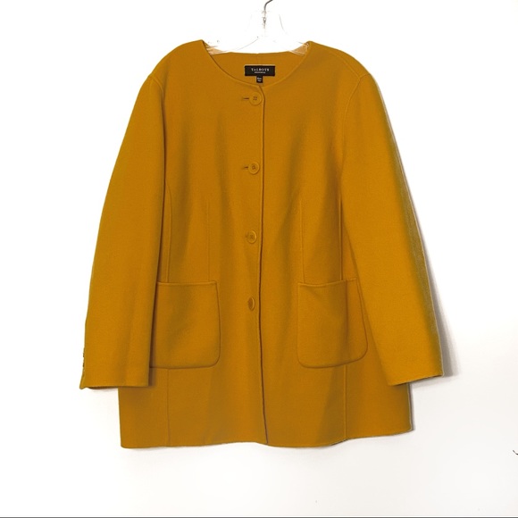 Talbots Mustard Yellow Button Up Long Wool Jacket - Picture 3 of 13